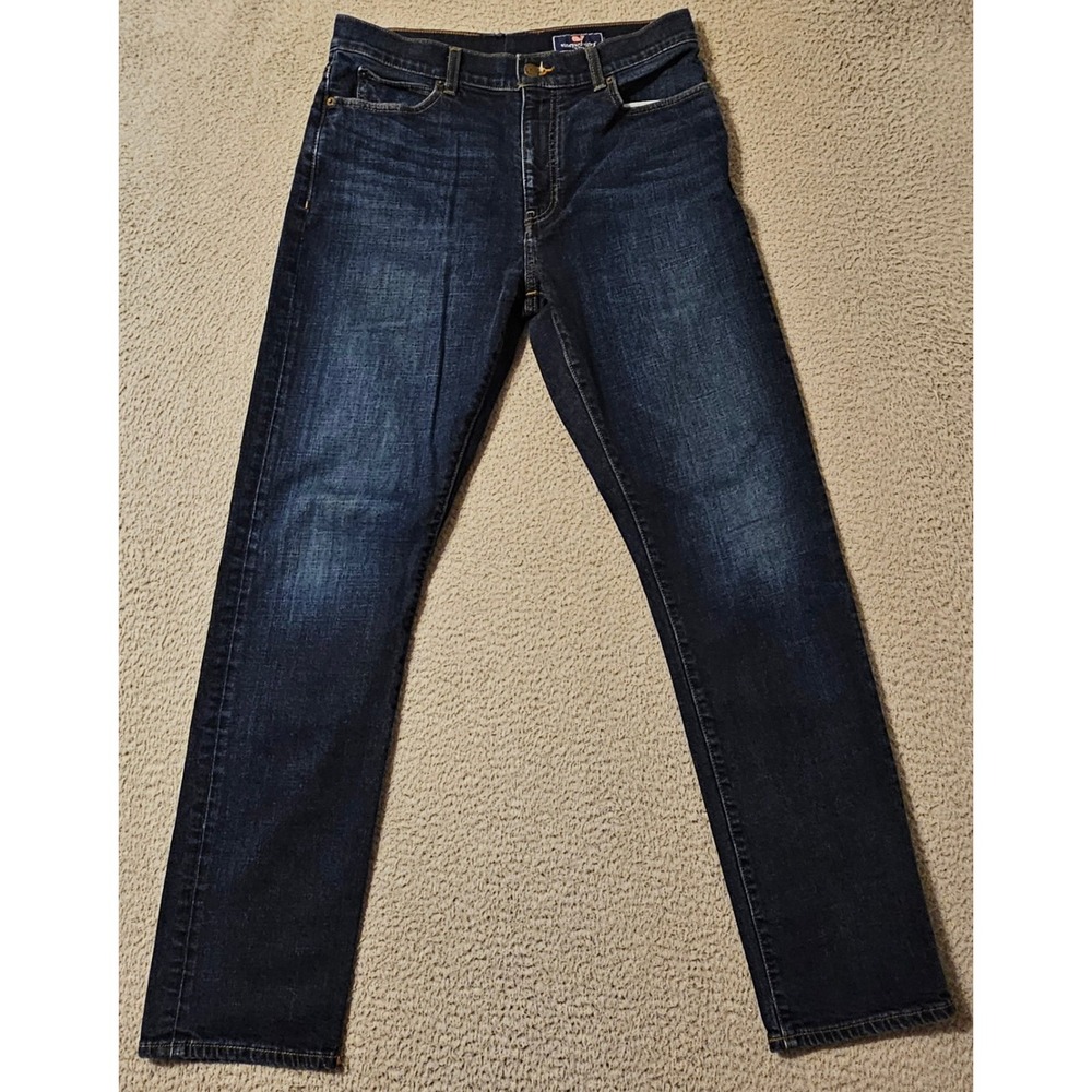 Vineyard Vines Mens Dark Wash Straight Leg Stretch Denim Jeans 30x30